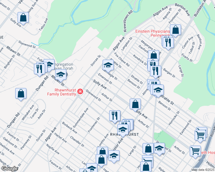 map of restaurants, bars, coffee shops, grocery stores, and more near 1705 Solly Avenue in Philadelphia