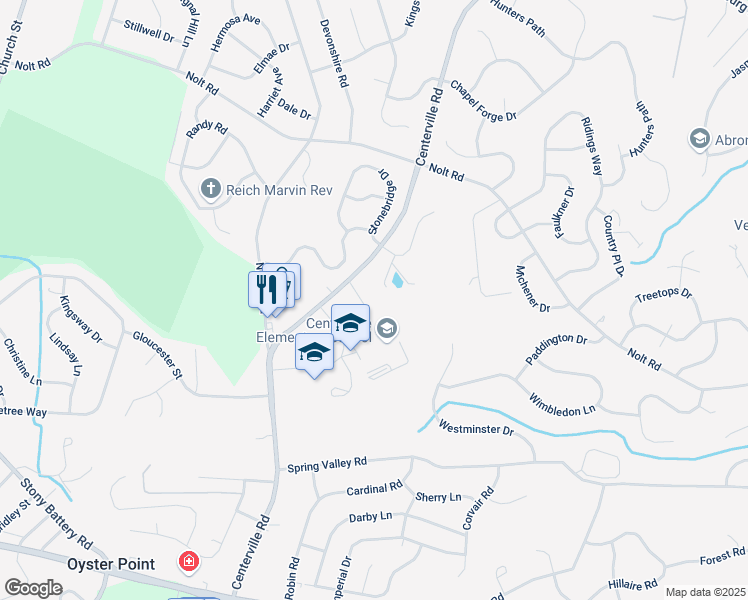 map of restaurants, bars, coffee shops, grocery stores, and more near 113 Knights Lane in Lancaster