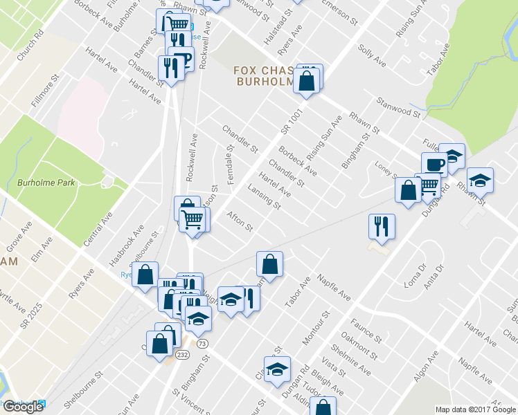 map of restaurants, bars, coffee shops, grocery stores, and more near 923 Napfle Avenue in Philadelphia