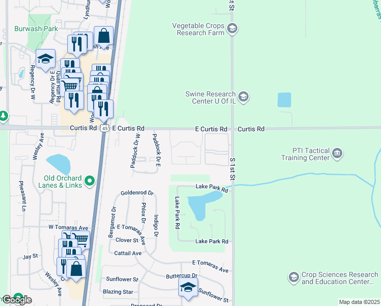 map of restaurants, bars, coffee shops, grocery stores, and more near 100 Parkview Lane in Savoy