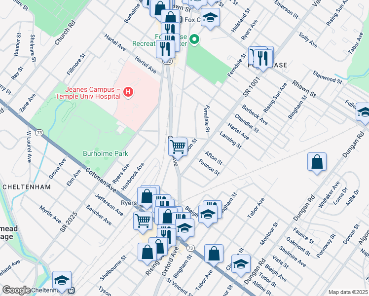 map of restaurants, bars, coffee shops, grocery stores, and more near 720 Napfle Avenue in Philadelphia