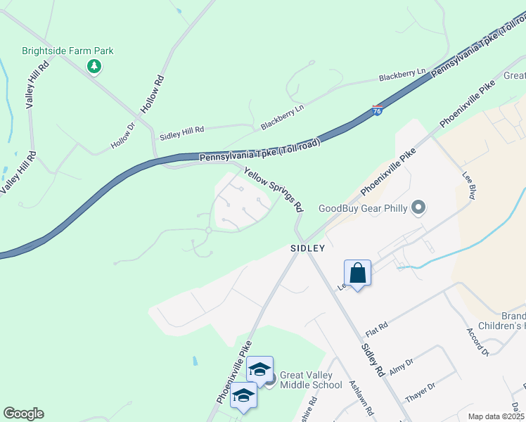 map of restaurants, bars, coffee shops, grocery stores, and more near 103 Forge Court in Malvern