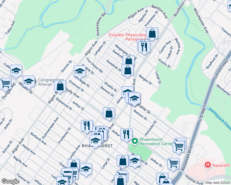 map of restaurants, bars, coffee shops, grocery stores, and more near 1848 Strahle Street in Philadelphia