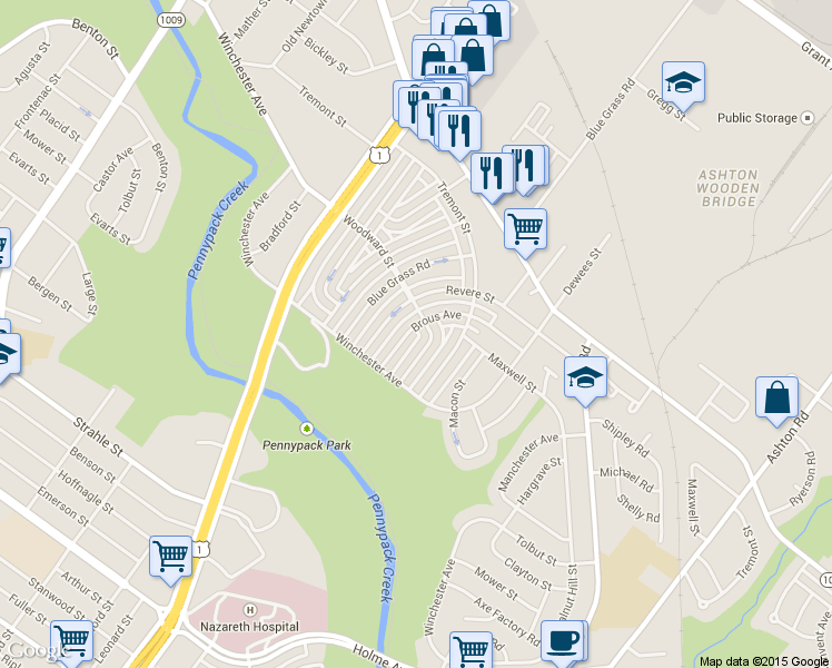 map of restaurants, bars, coffee shops, grocery stores, and more near 8833 Brous Ave in Philadelphia
