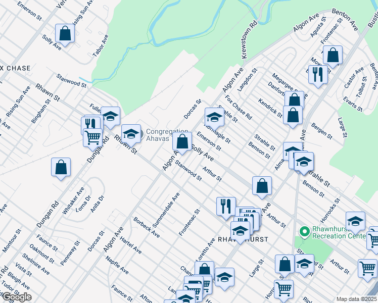 map of restaurants, bars, coffee shops, grocery stores, and more near 1617 Solly Avenue in Philadelphia