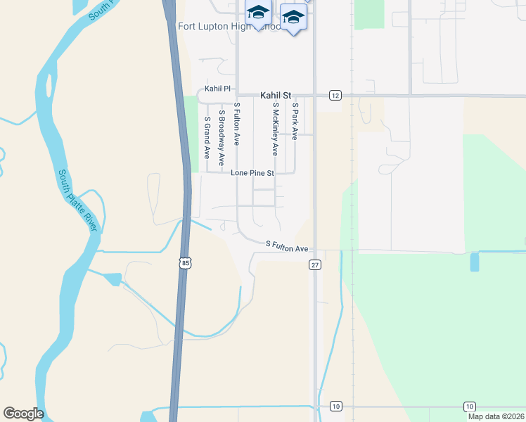 map of restaurants, bars, coffee shops, grocery stores, and more near 890 South Hoover Avenue in Fort Lupton