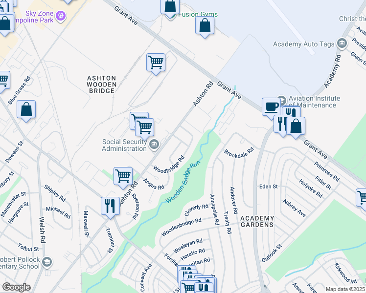 map of restaurants, bars, coffee shops, grocery stores, and more near 2832 Norcross Lane in Philadelphia