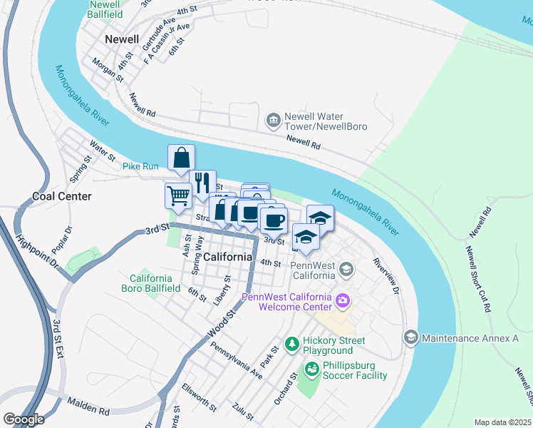 map of restaurants, bars, coffee shops, grocery stores, and more near 131 Wood Street in California