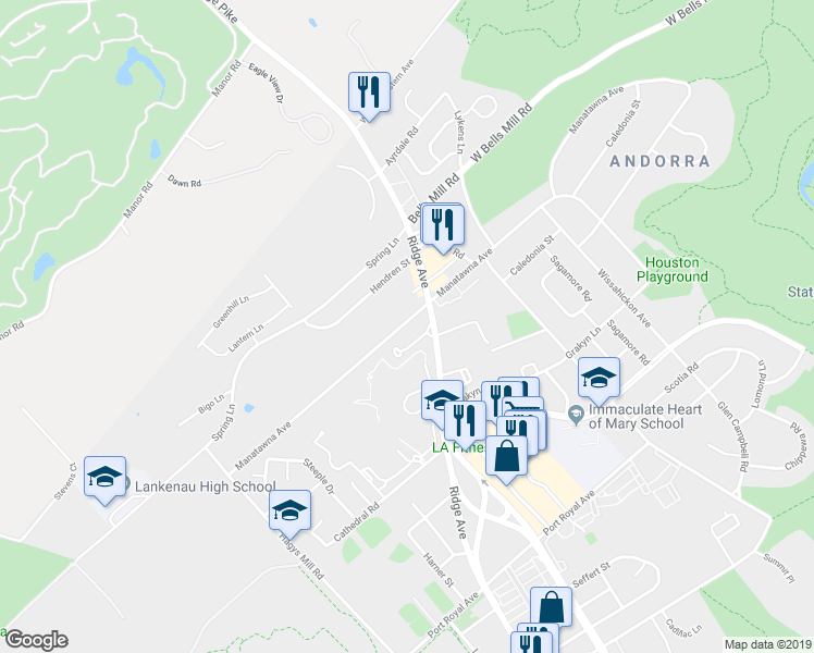 map of restaurants, bars, coffee shops, grocery stores, and more near 753 Manatawna Avenue in Philadelphia
