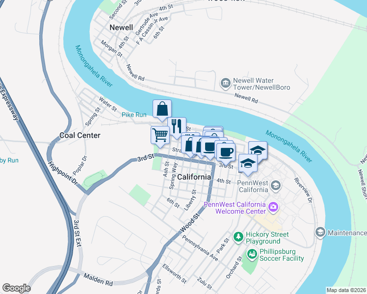 map of restaurants, bars, coffee shops, grocery stores, and more near 223 Union Street in California