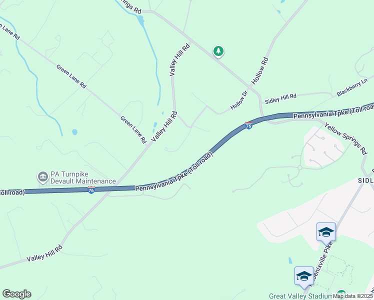 map of restaurants, bars, coffee shops, grocery stores, and more near 49 Deerfield Drive in Malvern