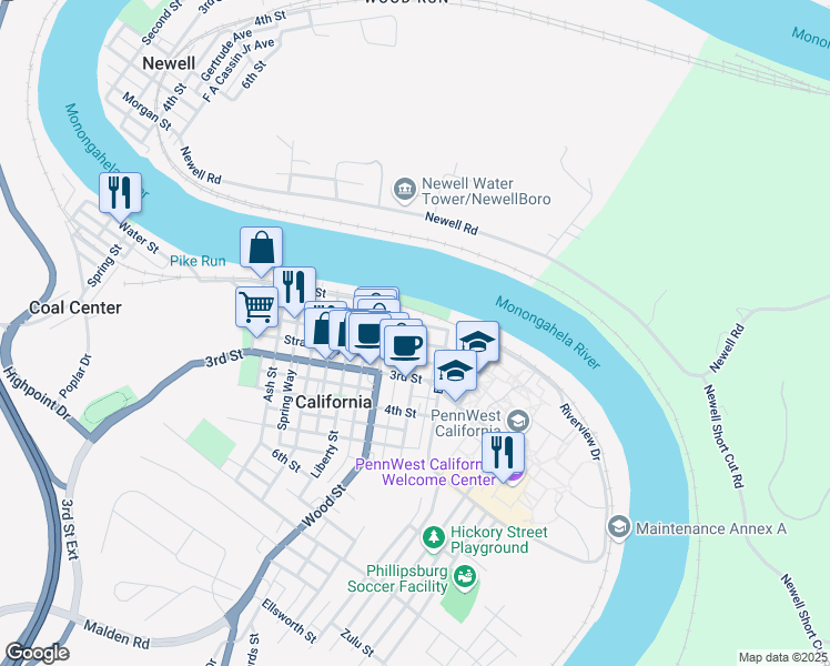 map of restaurants, bars, coffee shops, grocery stores, and more near 100 Temperance Way in California