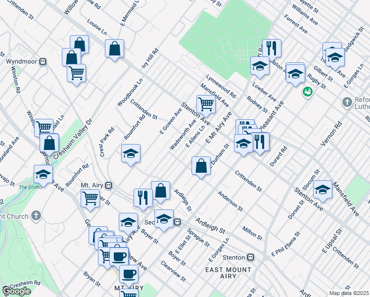 map of restaurants, bars, coffee shops, grocery stores, and more near 523 E Allens Ln in Philadelphia
