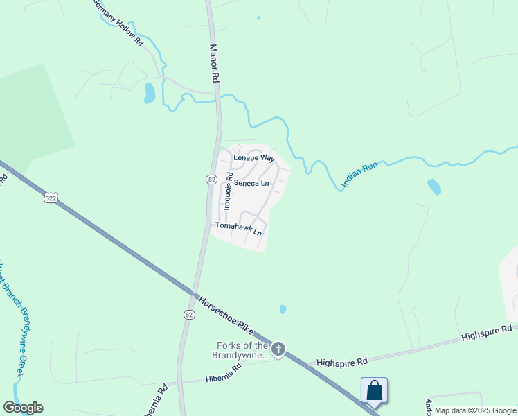 map of restaurants, bars, coffee shops, grocery stores, and more near 42 Lenape Way in Honey Brook
