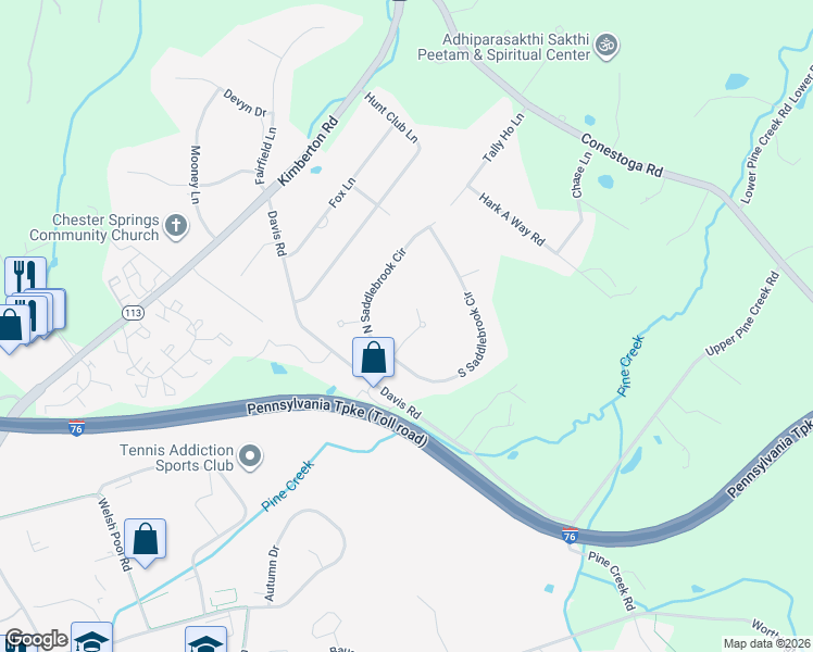map of restaurants, bars, coffee shops, grocery stores, and more near 603 French Creek Lane in Chester Springs