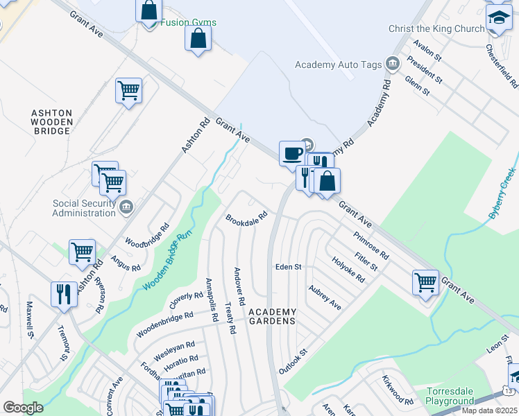 map of restaurants, bars, coffee shops, grocery stores, and more near 3216 Holyoke Road in Philadelphia