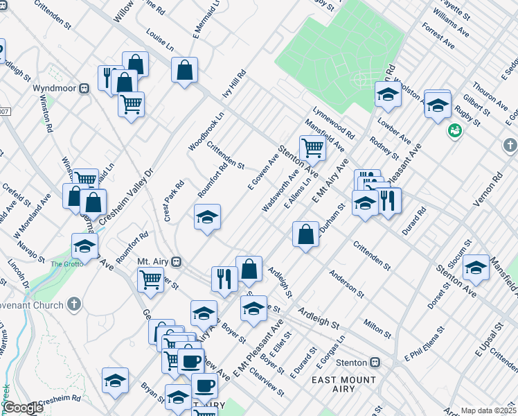 map of restaurants, bars, coffee shops, grocery stores, and more near 503 Wadsworth Avenue in Philadelphia