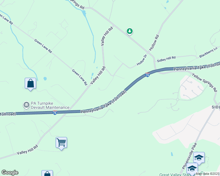 map of restaurants, bars, coffee shops, grocery stores, and more near 49 Deerfield Drive in Malvern