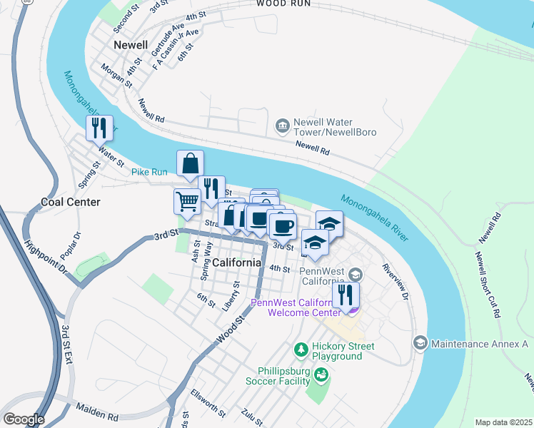 map of restaurants, bars, coffee shops, grocery stores, and more near 131 Wood Street in California
