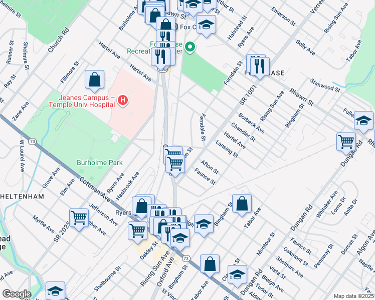 map of restaurants, bars, coffee shops, grocery stores, and more near 720 Napfle Avenue in Philadelphia