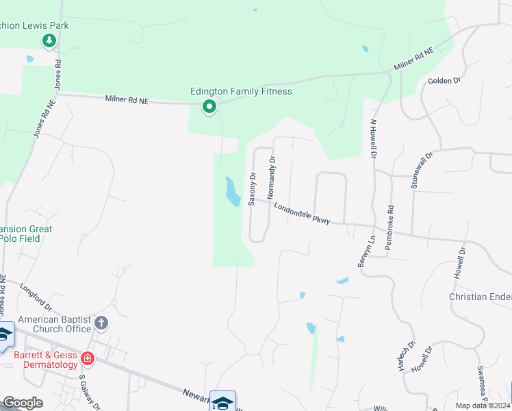map of restaurants, bars, coffee shops, grocery stores, and more near 2059 Londondale Parkway in Newark
