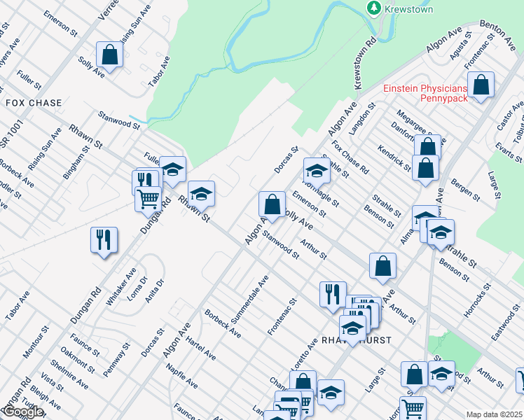 map of restaurants, bars, coffee shops, grocery stores, and more near 1518 Solly Avenue in Philadelphia