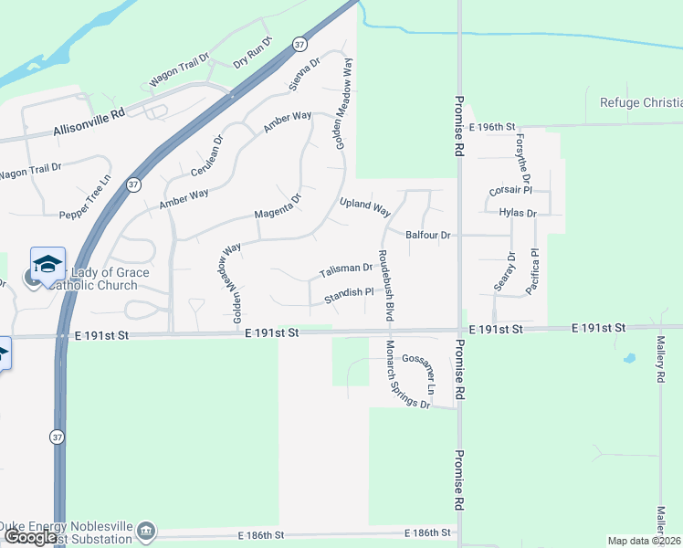 map of restaurants, bars, coffee shops, grocery stores, and more near 10755 Talisman Drive in Noblesville