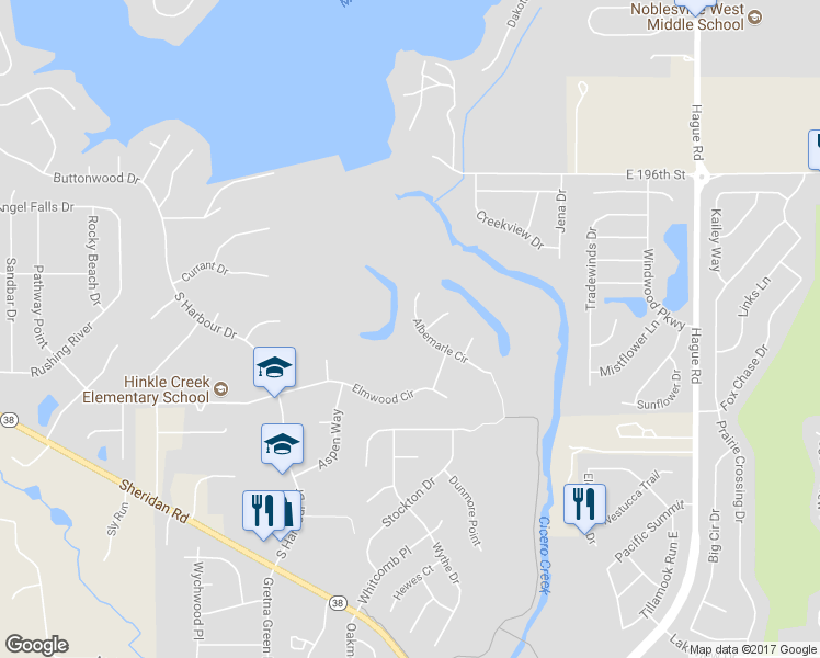 map of restaurants, bars, coffee shops, grocery stores, and more near 1113 Albemarle Circle in Noblesville