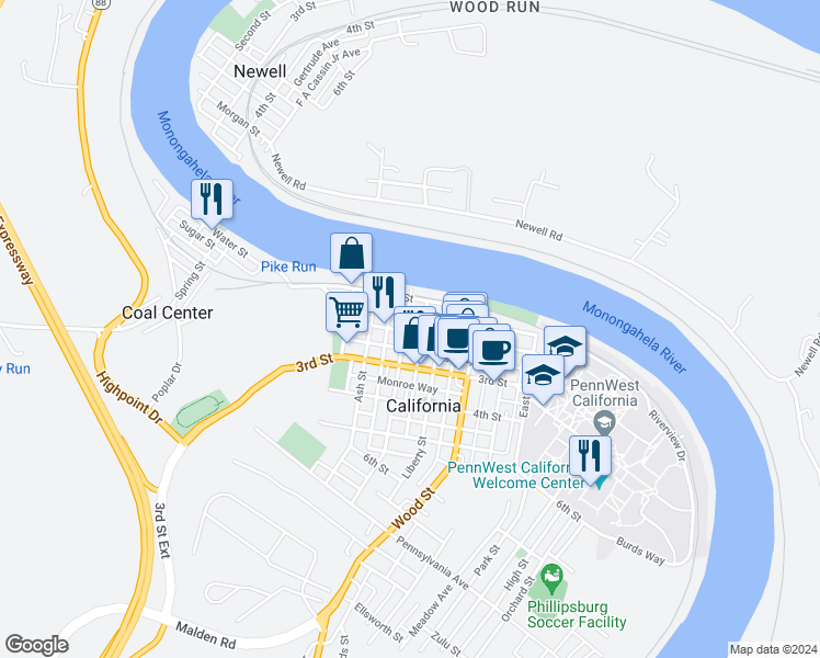 map of restaurants, bars, coffee shops, grocery stores, and more near 200 2nd Street in California