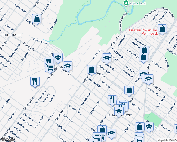 map of restaurants, bars, coffee shops, grocery stores, and more near 1518 Solly Avenue in Philadelphia
