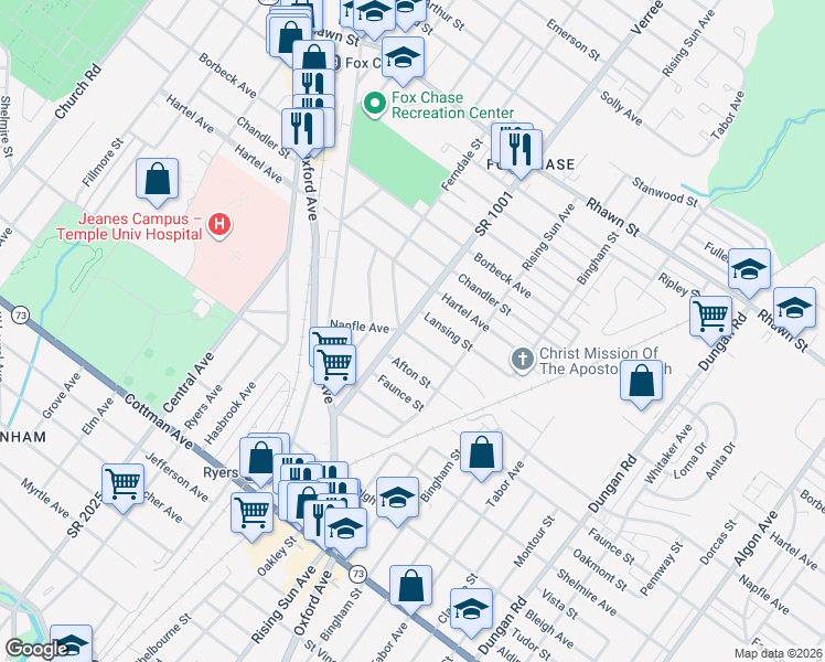 map of restaurants, bars, coffee shops, grocery stores, and more near in Philadelphia