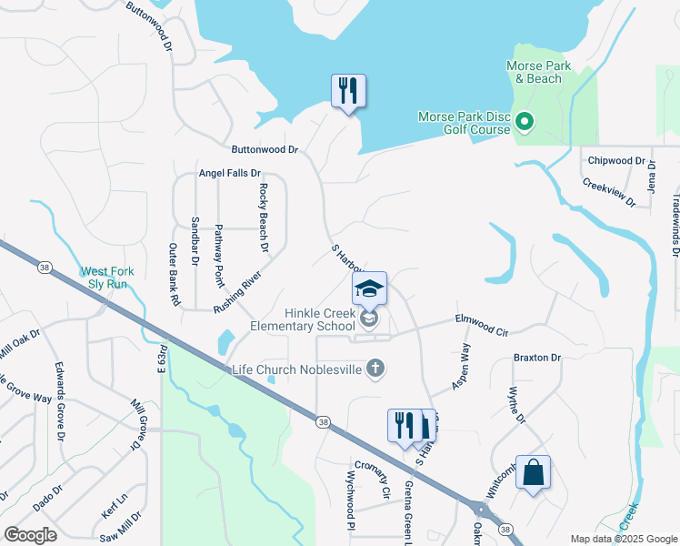 map of restaurants, bars, coffee shops, grocery stores, and more near 503 Snowberry Court in Noblesville