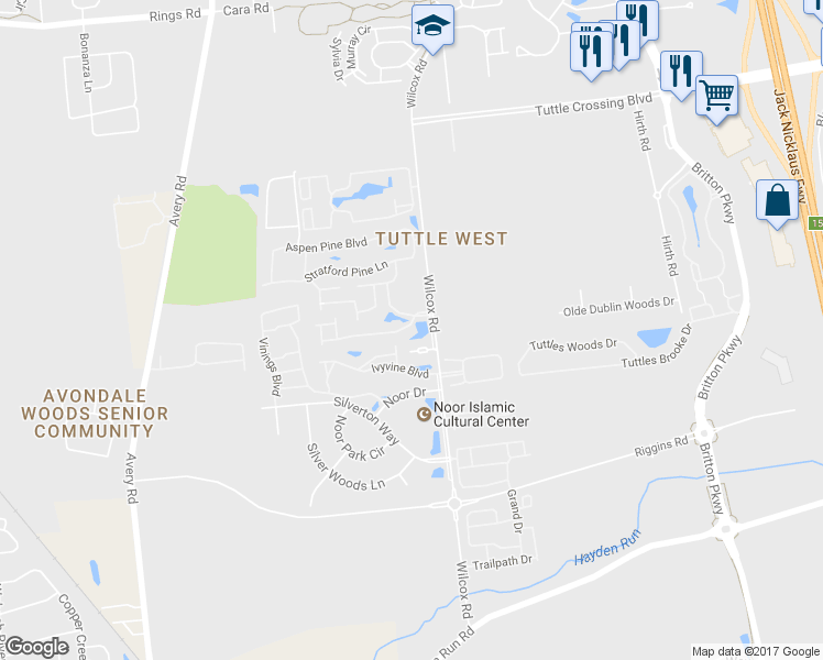 map of restaurants, bars, coffee shops, grocery stores, and more near 4889 Common Market Place in Dublin