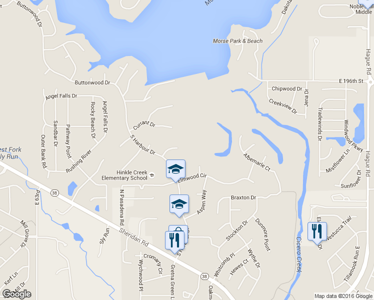 map of restaurants, bars, coffee shops, grocery stores, and more near 214 Redwood Circle in Noblesville