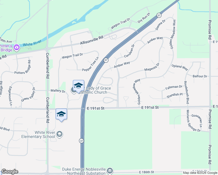 map of restaurants, bars, coffee shops, grocery stores, and more near 10214 Carmine Drive in Noblesville