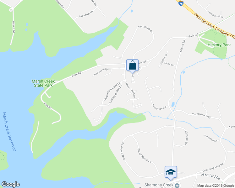 map of restaurants, bars, coffee shops, grocery stores, and more near 505 Larkins Bridge Drive in Downingtown