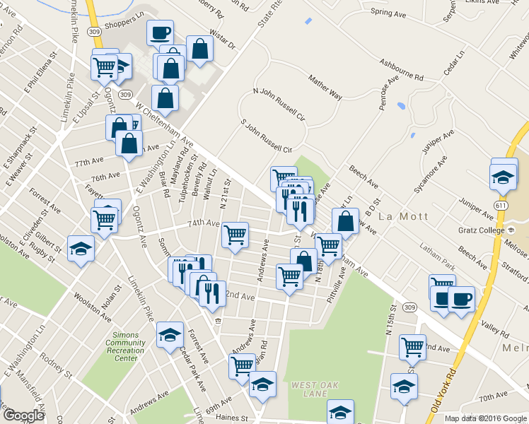 map of restaurants, bars, coffee shops, grocery stores, and more near 1963 Renovo St in Philadelphia