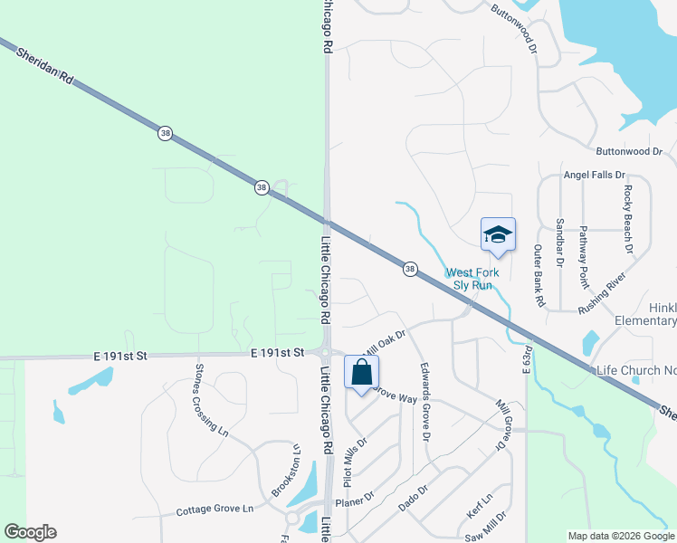 map of restaurants, bars, coffee shops, grocery stores, and more near 19268 Chestnut Grove Lane in Noblesville