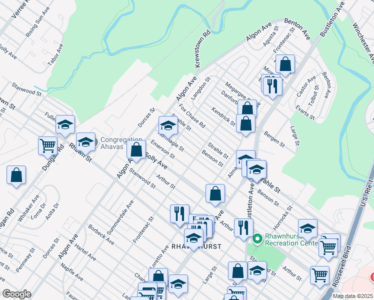 map of restaurants, bars, coffee shops, grocery stores, and more near 1725 Hoffnagle Street in Philadelphia