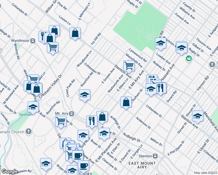 map of restaurants, bars, coffee shops, grocery stores, and more near 515 Wadsworth Avenue in Philadelphia