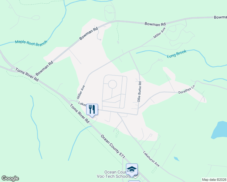 map of restaurants, bars, coffee shops, grocery stores, and more near 46 Cathy Court in Jackson Township