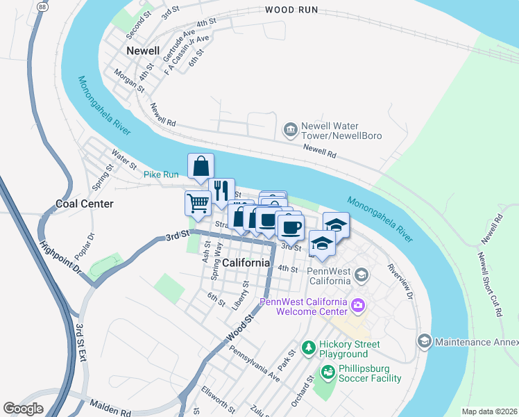 map of restaurants, bars, coffee shops, grocery stores, and more near 54 Temperance Way in California
