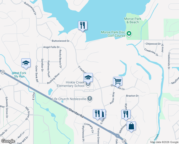 map of restaurants, bars, coffee shops, grocery stores, and more near 788 South Harbour Drive in Noblesville