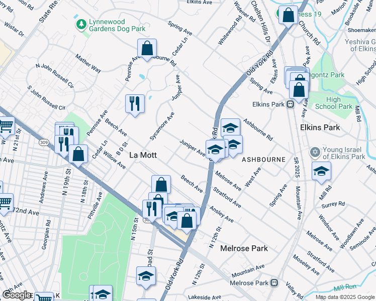 map of restaurants, bars, coffee shops, grocery stores, and more near 7502 Manchester Road in Montgomery County