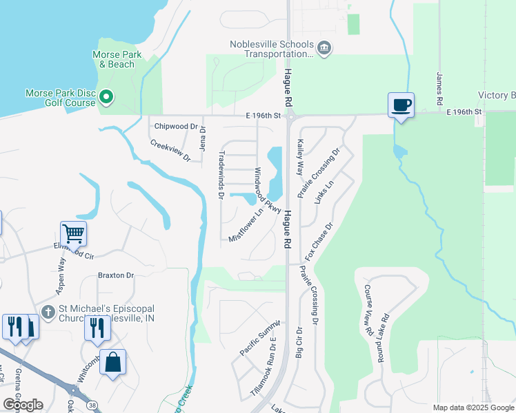 map of restaurants, bars, coffee shops, grocery stores, and more near 7756 Mistflower Lane in Noblesville