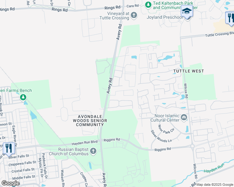 map of restaurants, bars, coffee shops, grocery stores, and more near 5189 Liam Drive in Dublin
