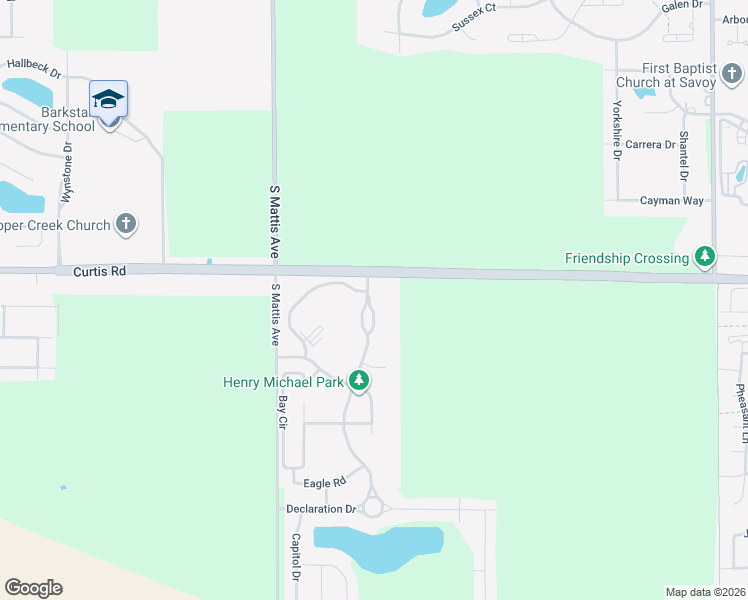 map of restaurants, bars, coffee shops, grocery stores, and more near 3608 Freedom Boulevard in Champaign