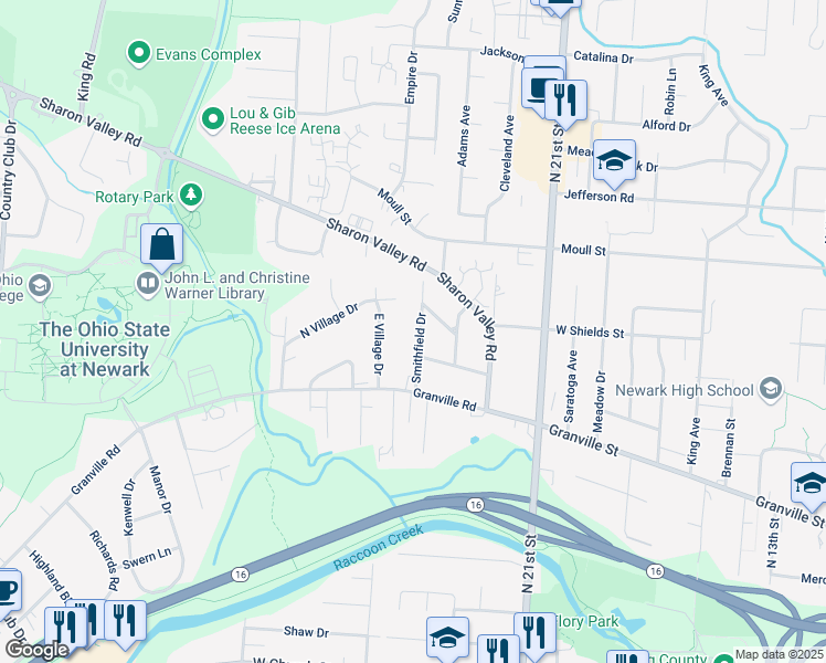 map of restaurants, bars, coffee shops, grocery stores, and more near 761 Smithfield Drive in Newark