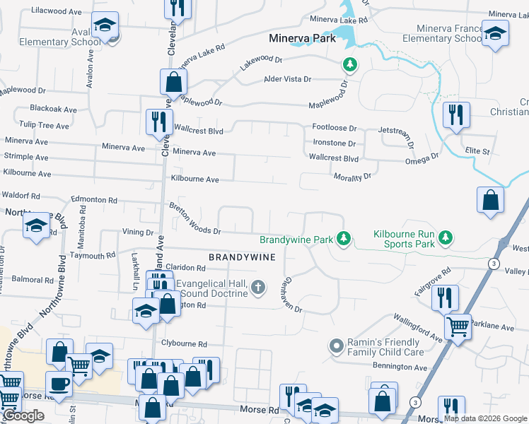 map of restaurants, bars, coffee shops, grocery stores, and more near 4766 Beaucroft Court in Columbus