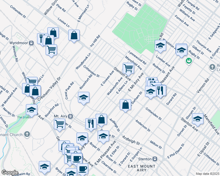 map of restaurants, bars, coffee shops, grocery stores, and more near 523 Wadsworth Avenue in Philadelphia